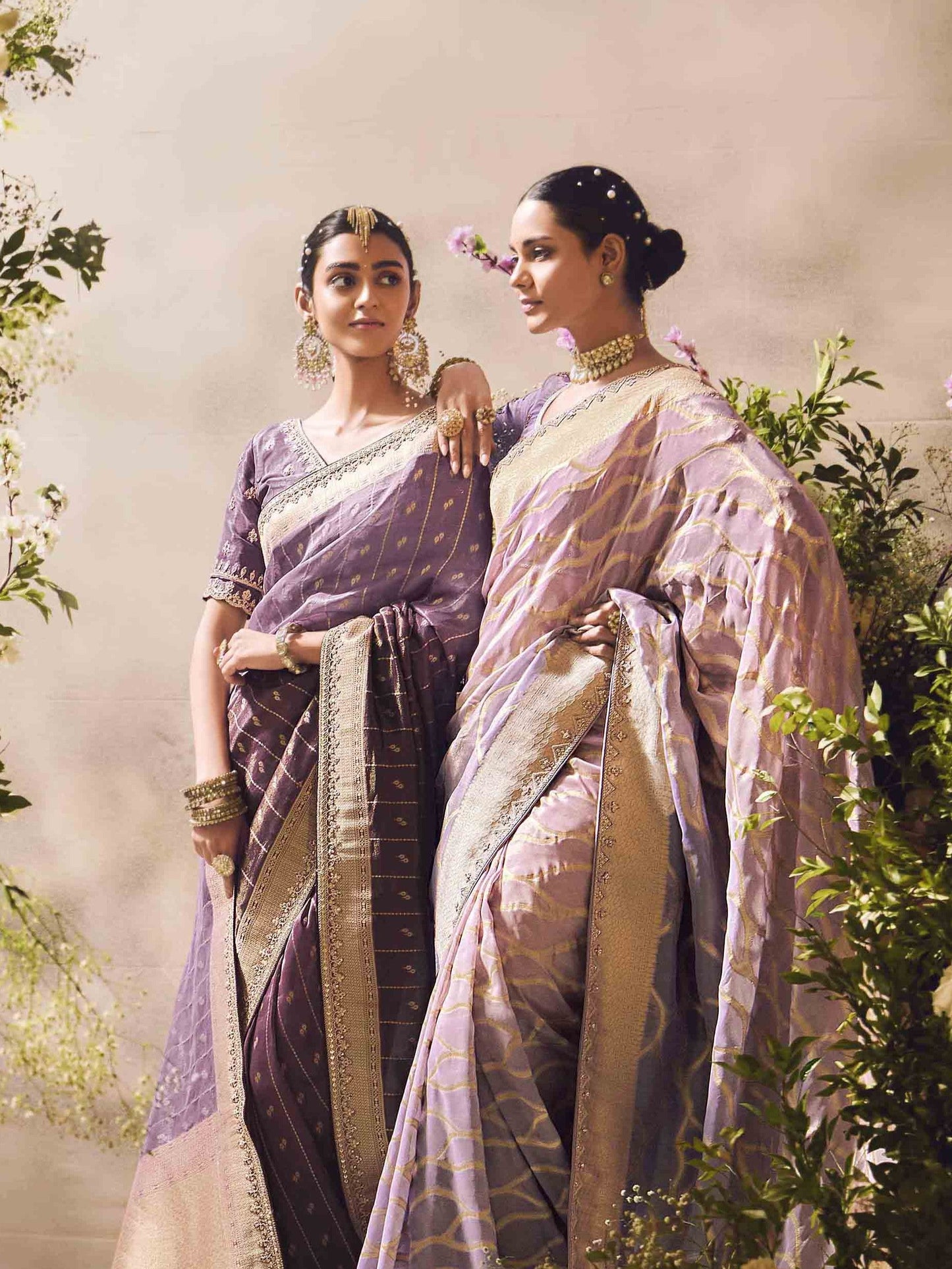 Dhiyona KM Women The Golden Lavender Serenade: A Dream Woven In Silk