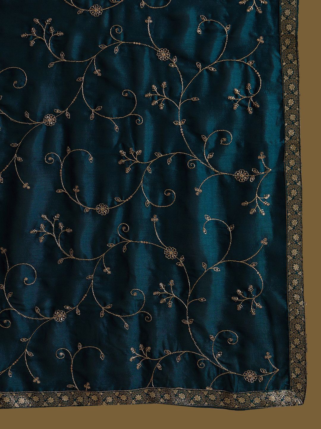 Dhiyona IE Floral Embroidered Sequinned Kurta with Trousers & Dupatta