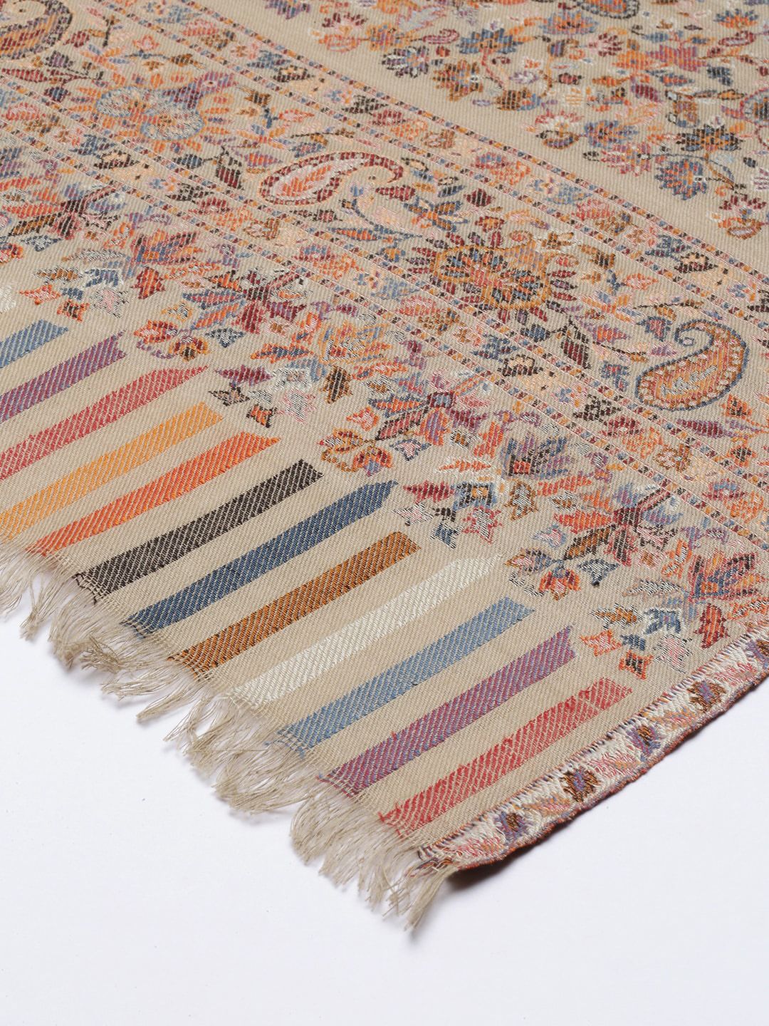 Dhiyona PA Women White Kaani Woven Shawl