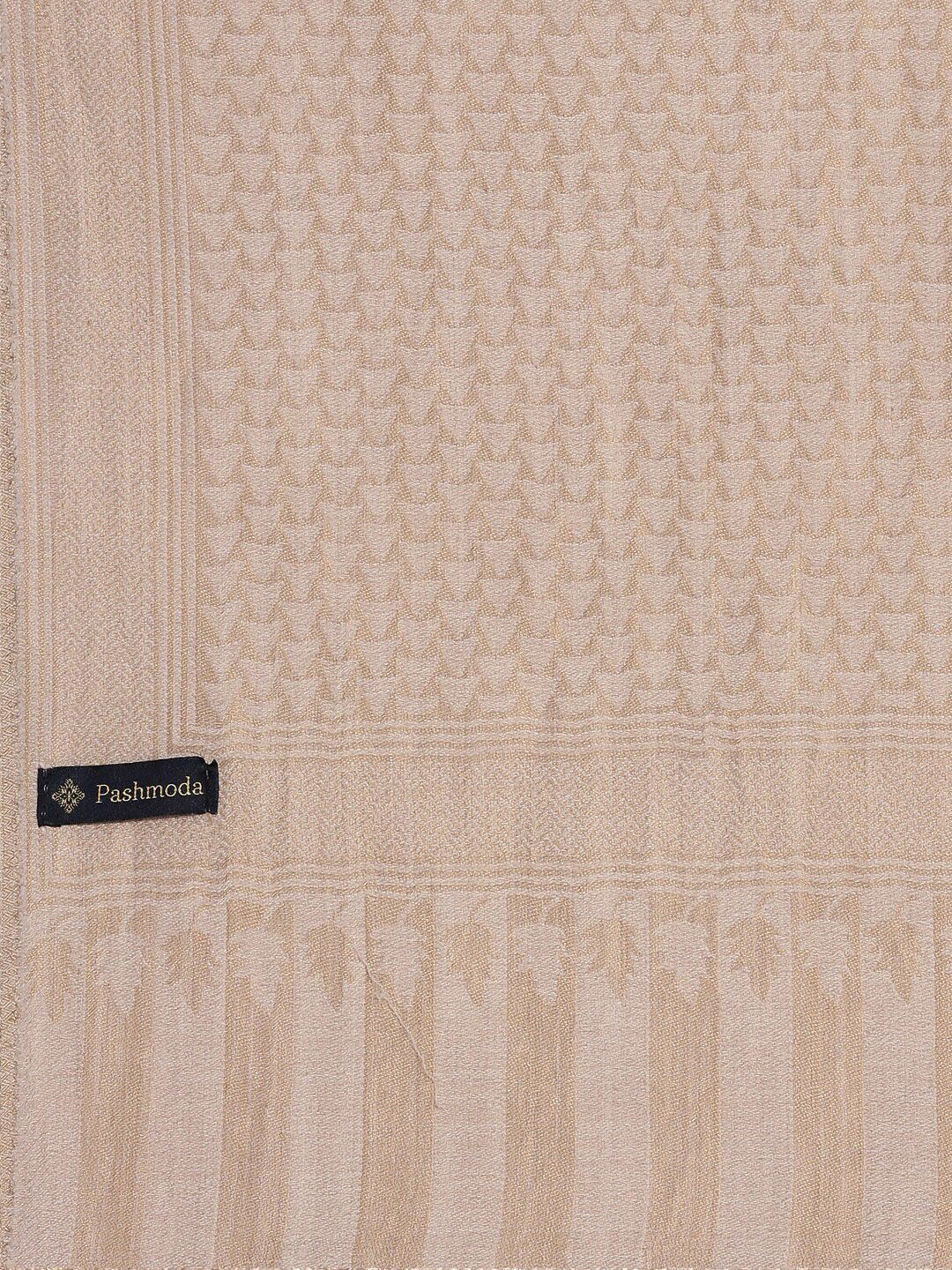 Dhiyona PA Women Beige Colored Woven Design Pashmina Shawl