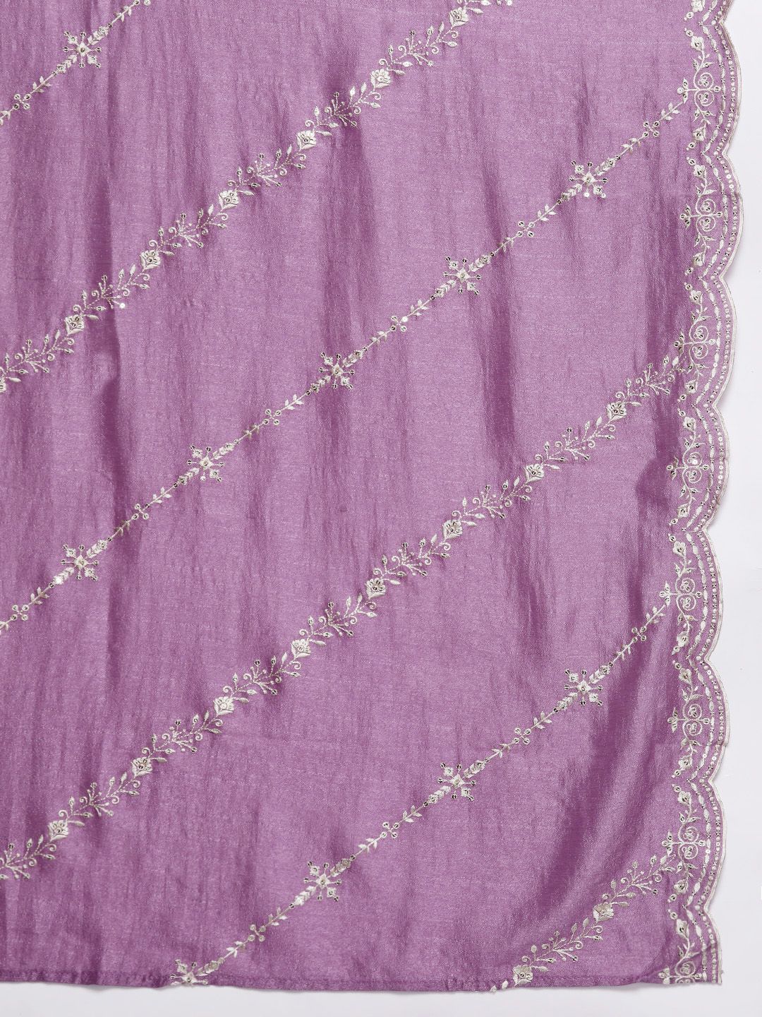 Dhiyona IE Floral Embroidered Regular Sequinned Kurta with Trousers & Dupatta