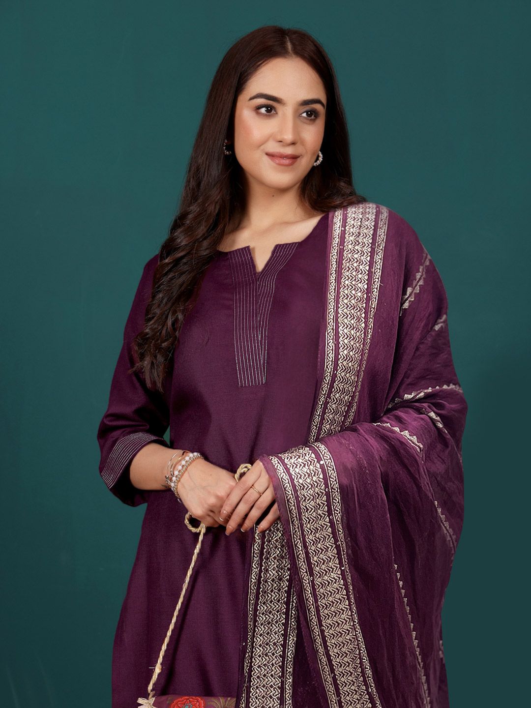 Dhiyona VA Women's Regular Kurta with Trousers & With Dupatta