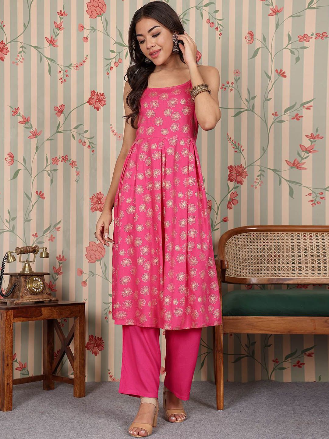 Dhiyona OD Women Floral Printed Regular Kurta with Trousers & With Dupatta