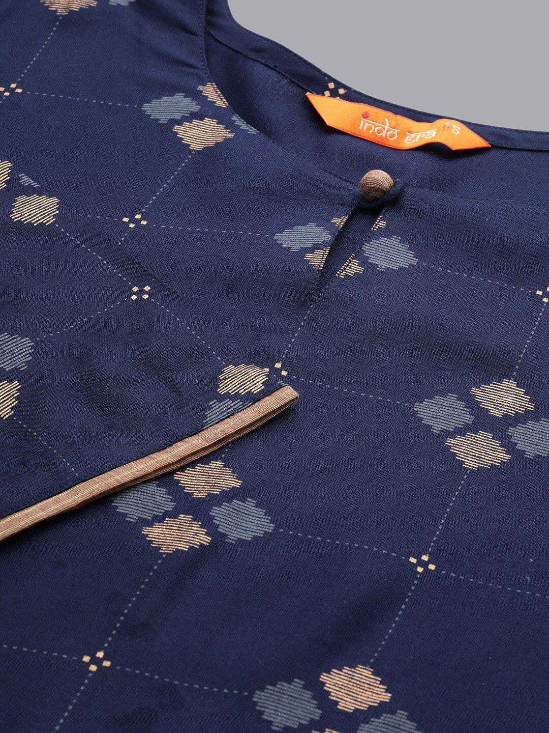 Dhiyona IE Women Navy Blue Geometric Printed Kurta
