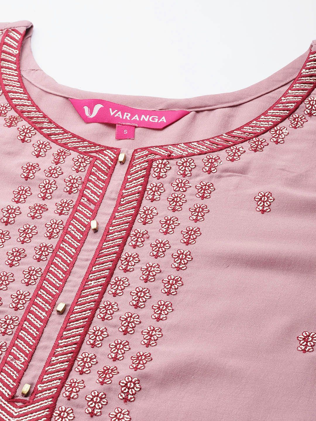Dhiyona VA Women's Pink Ethnic Motifs Embroidered Sequinned Kurta with Trousers & With Dupatta