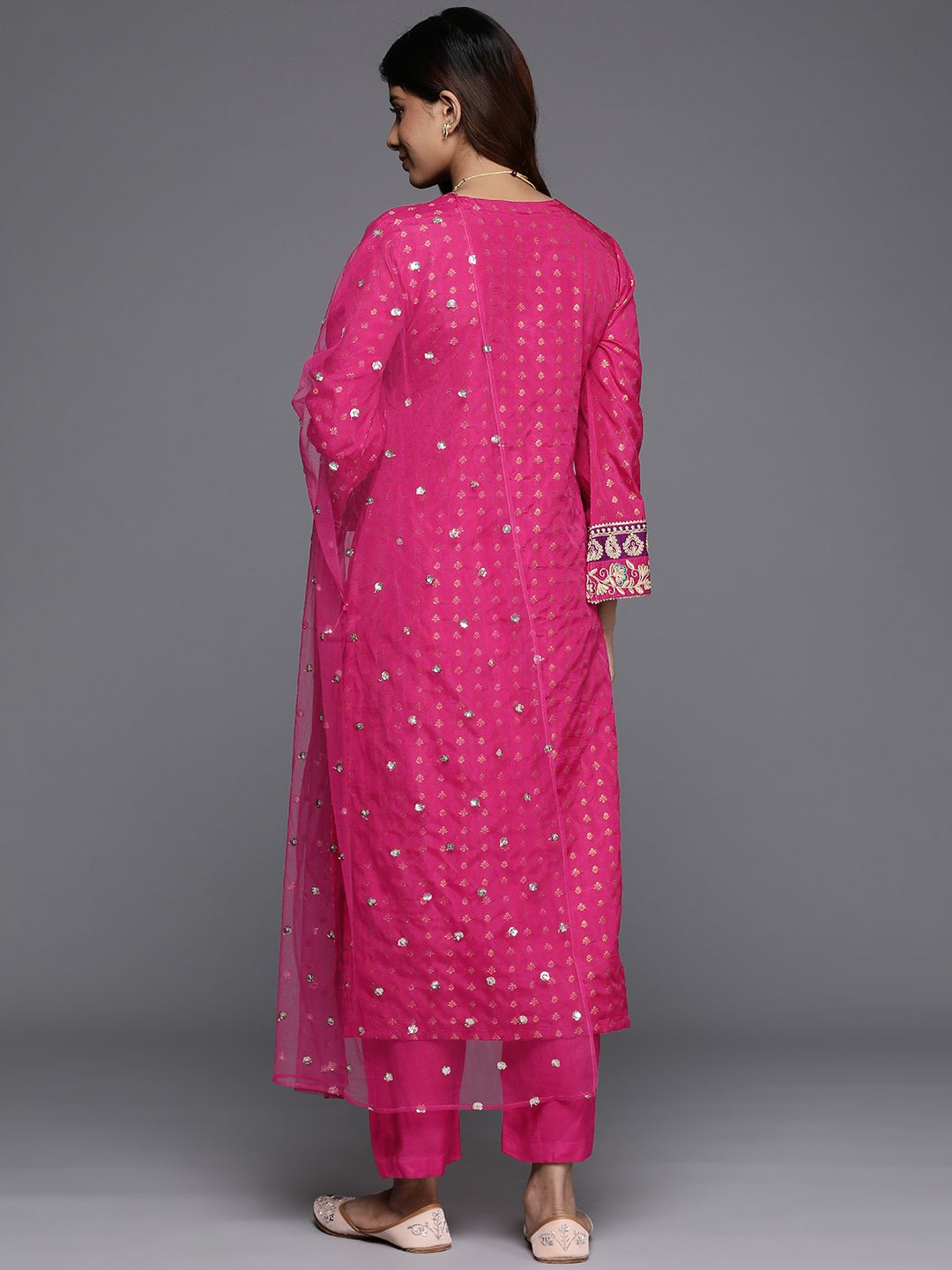 Dhiyona VA Women'sEthnic Motifs Woven Design Sequinned Kurta with Trousers & Dupatta