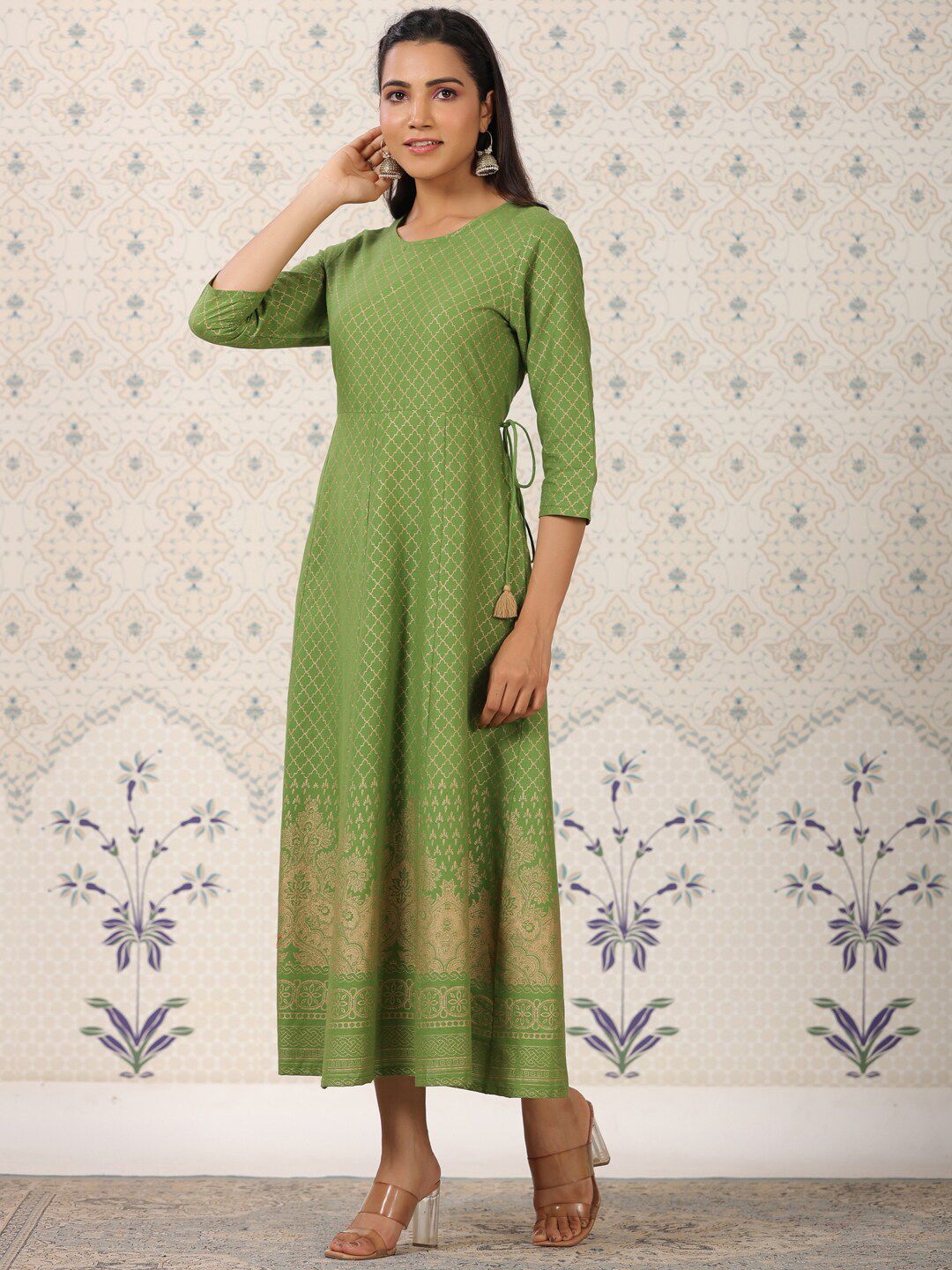 Dhiyona OD Ethnic Motif Printed Pure Cotton A-Line Kurta