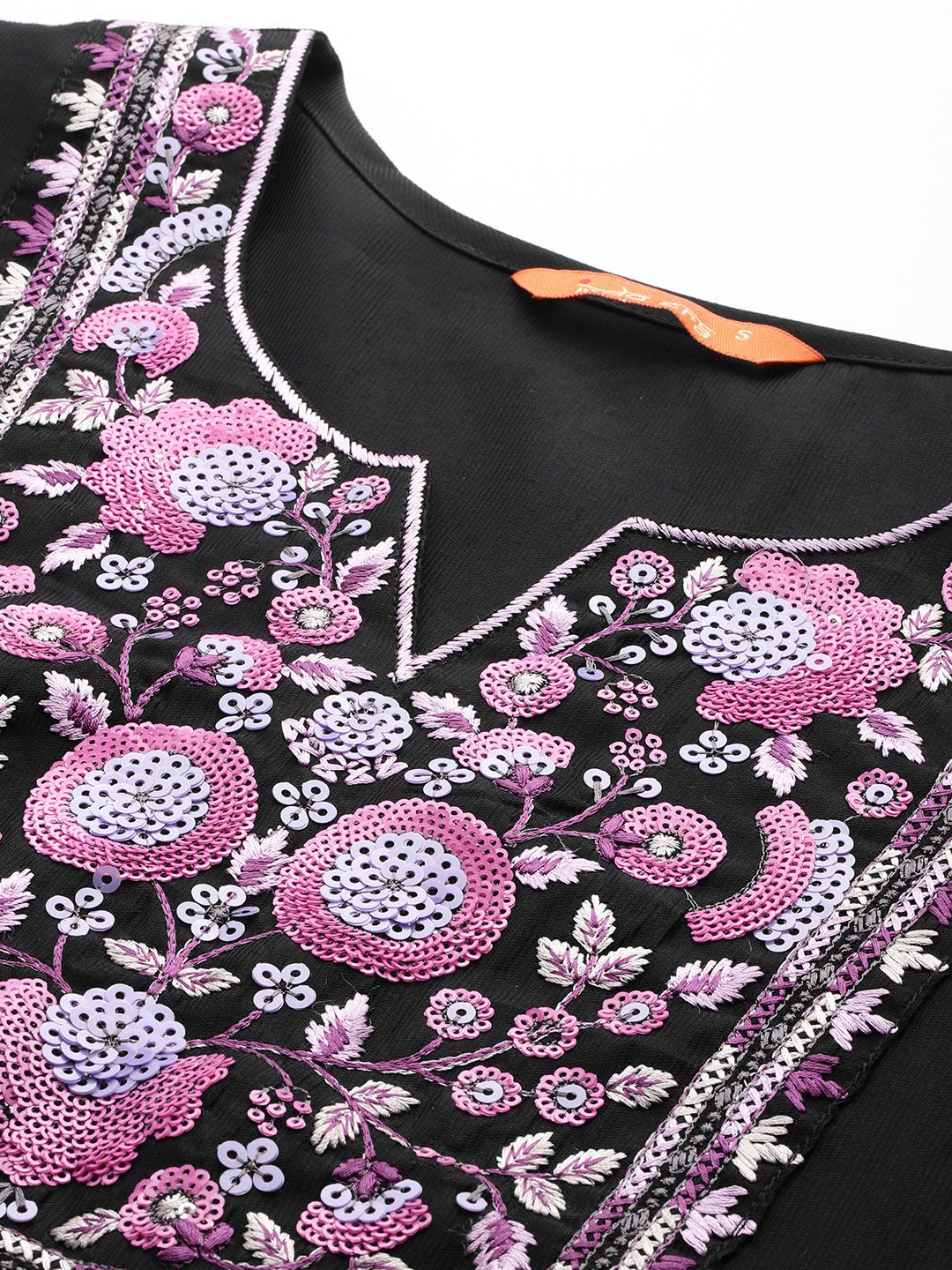 Dhiyona IE Floral Embroidered Regular Sequinned Liva Kurta With Trousers & Dupatta