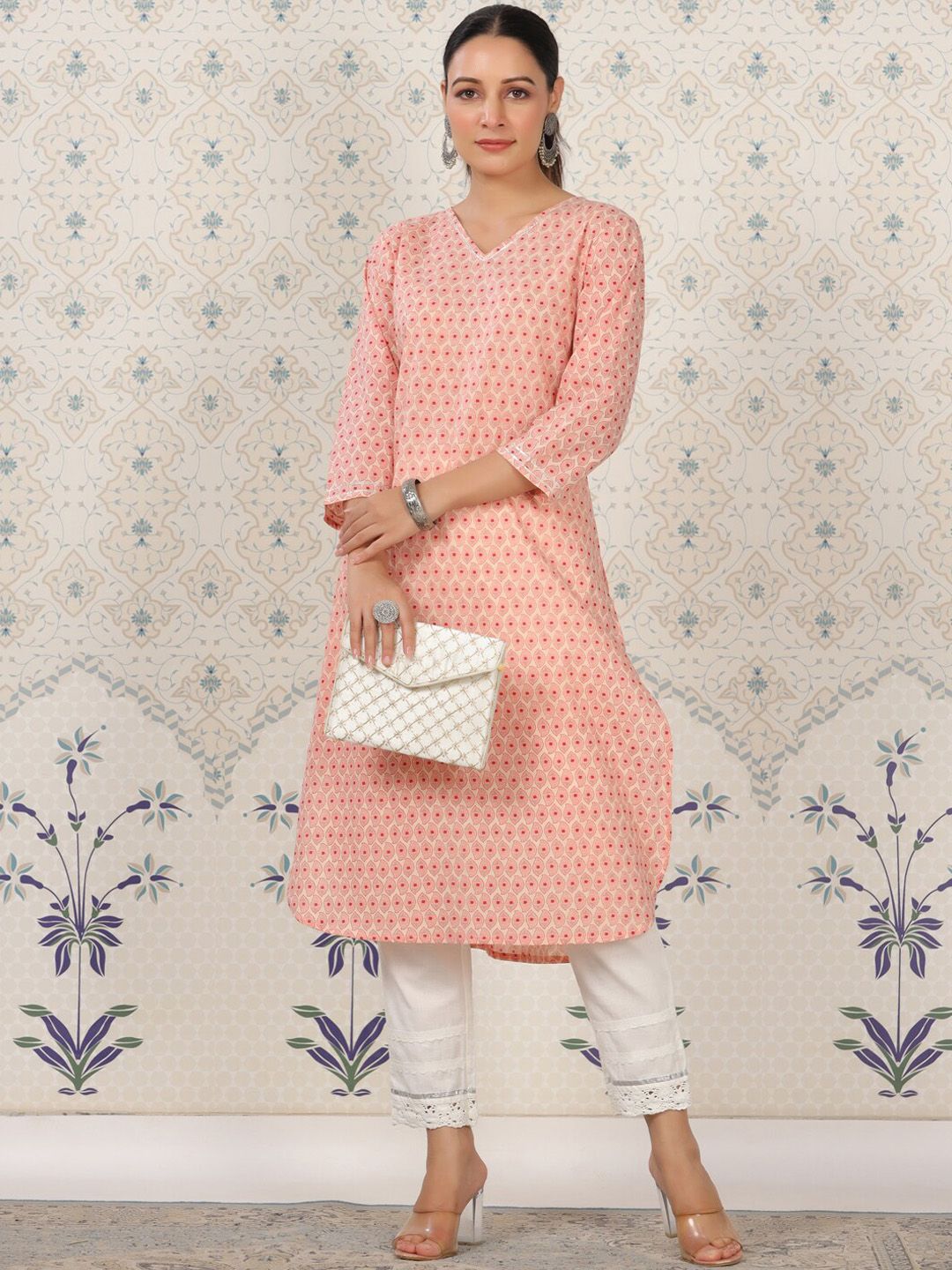 Dhiyona OD Floral Printed Straight Pure Cotton Kurta