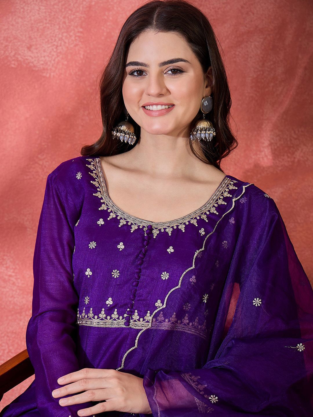 Dhiyona SN Women's Ethnic Motifs Embroidered Kurta with Trousers & Dupatta