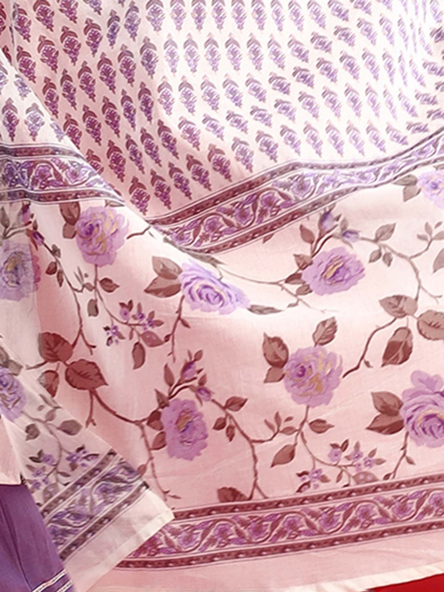 Dhiyona IE Floral Empire Sequinned Pure Cotton A-Line Kurta with Trousers & Dupatta