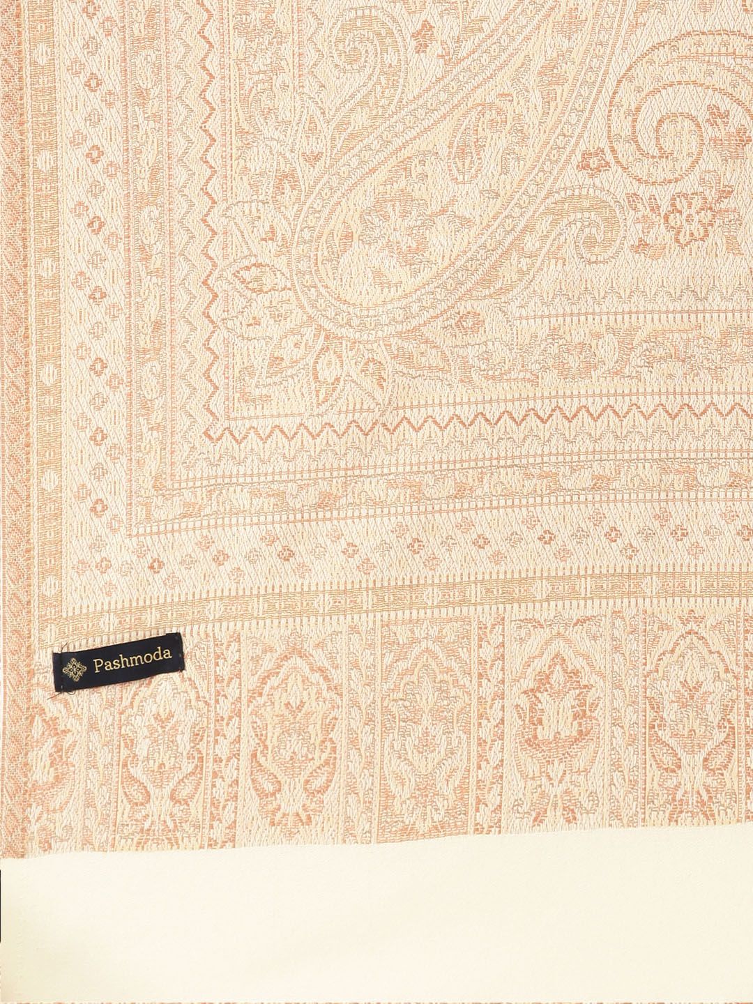 Dhiyona PA Women Off- White Woven Design Wool Jamawar Shawl