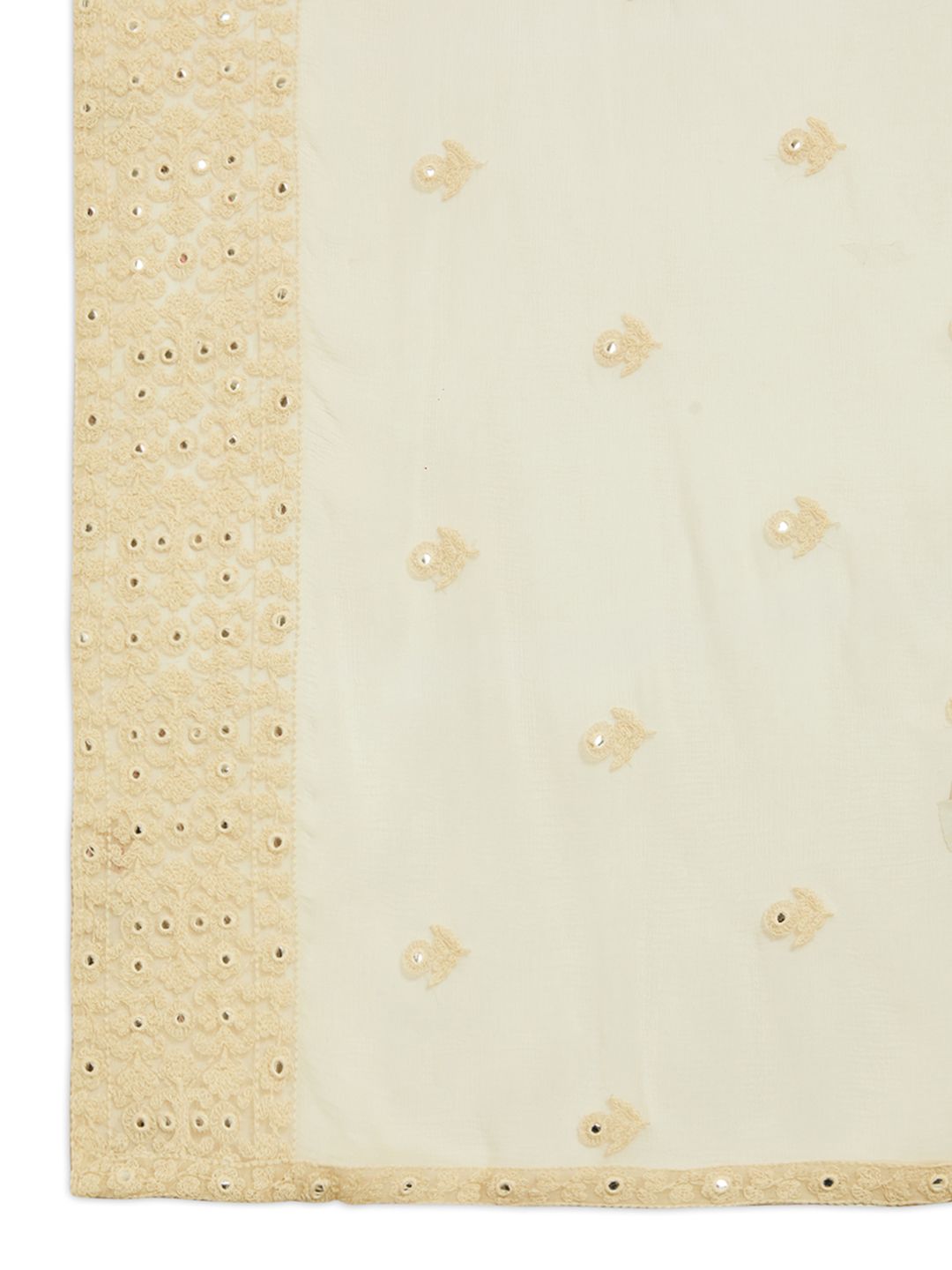 Dhiyona SO Women's Beige Floral Embroidered Chanderi Silk Straight Kurta With Trousers & Dupatta