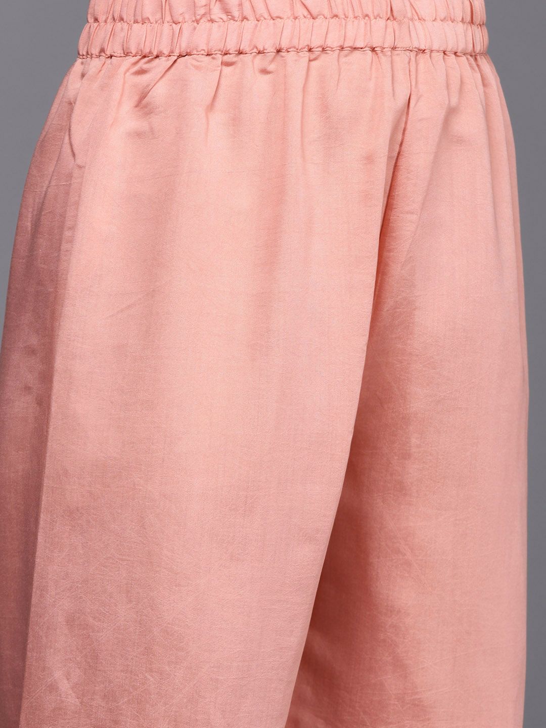 Dhiyona VA Women's Peach-Coloured Ethnic Motifs Embroidered Kurta with Trousers & Dupatta