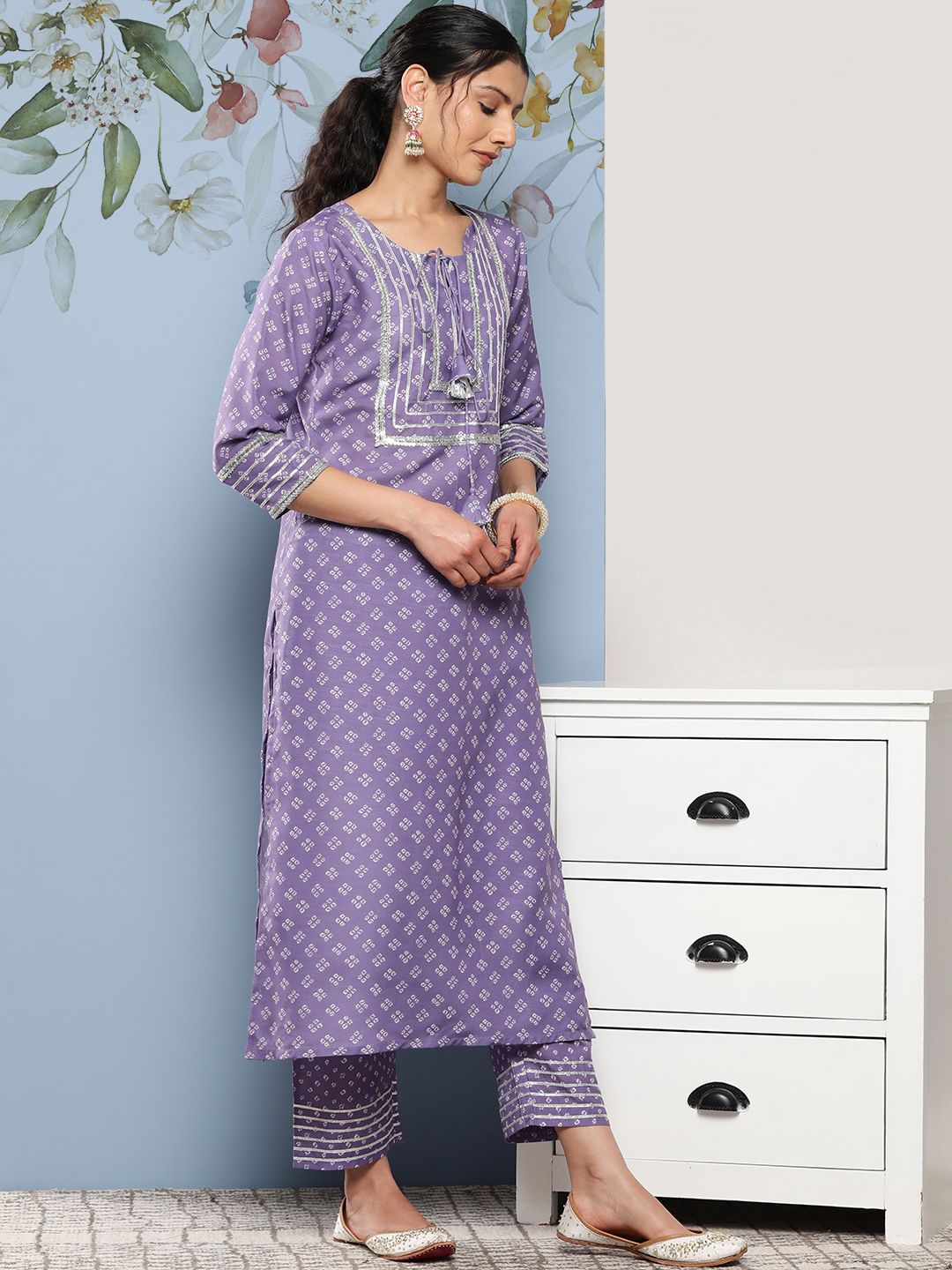 Dhiyona VA Women's Bandhani Printed Kurta With Trousers & Dupatta