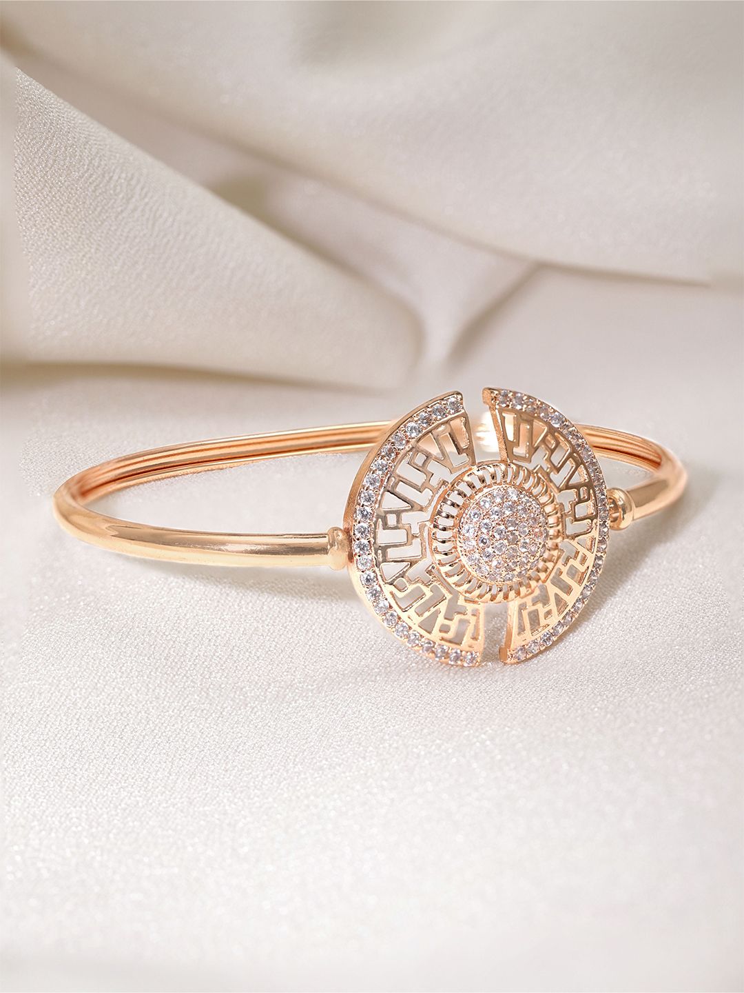 Dhiyona RJ Women's Gold-Plated Cubic Zirconia Bangle-Style Bracelet