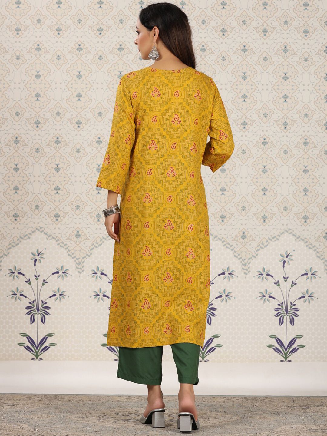 Dhiyona OD Ethnic Motifs Printed Straight Kurta