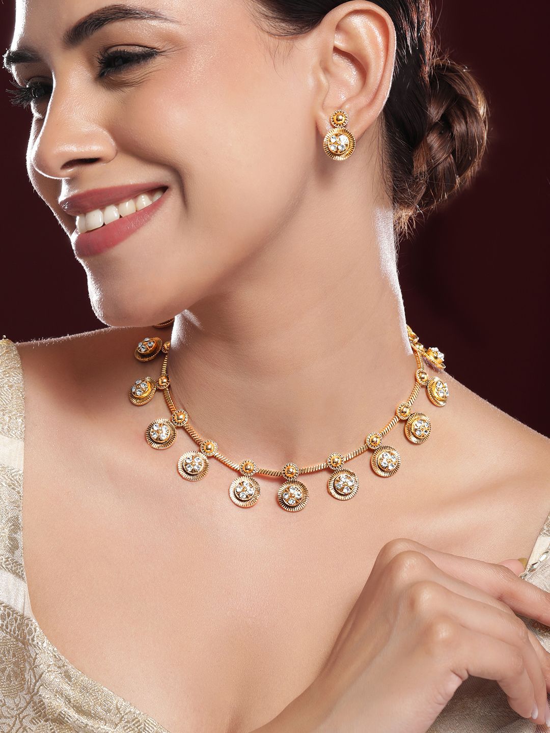 Buy Dhiyona RJ Women's 22K Gold-Plated White Cubic Zirconia