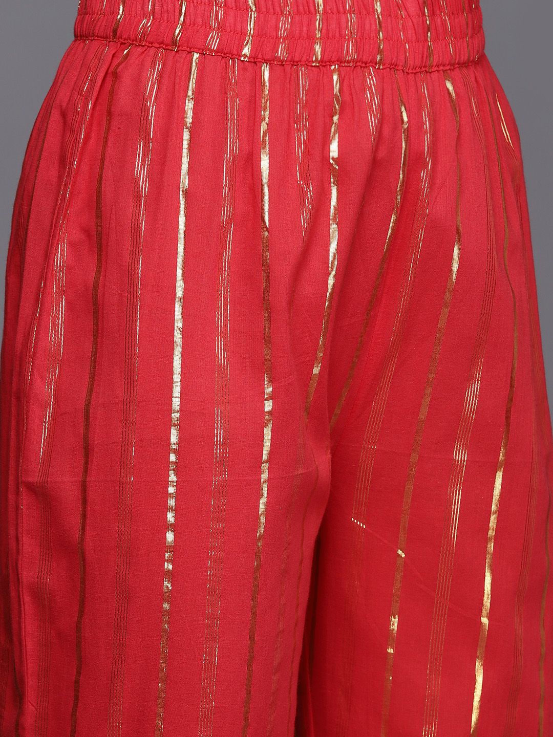 Dhiyona VA Women's Red Gotta Patti Pure Cotton Kurta with Trousers & Dupatta