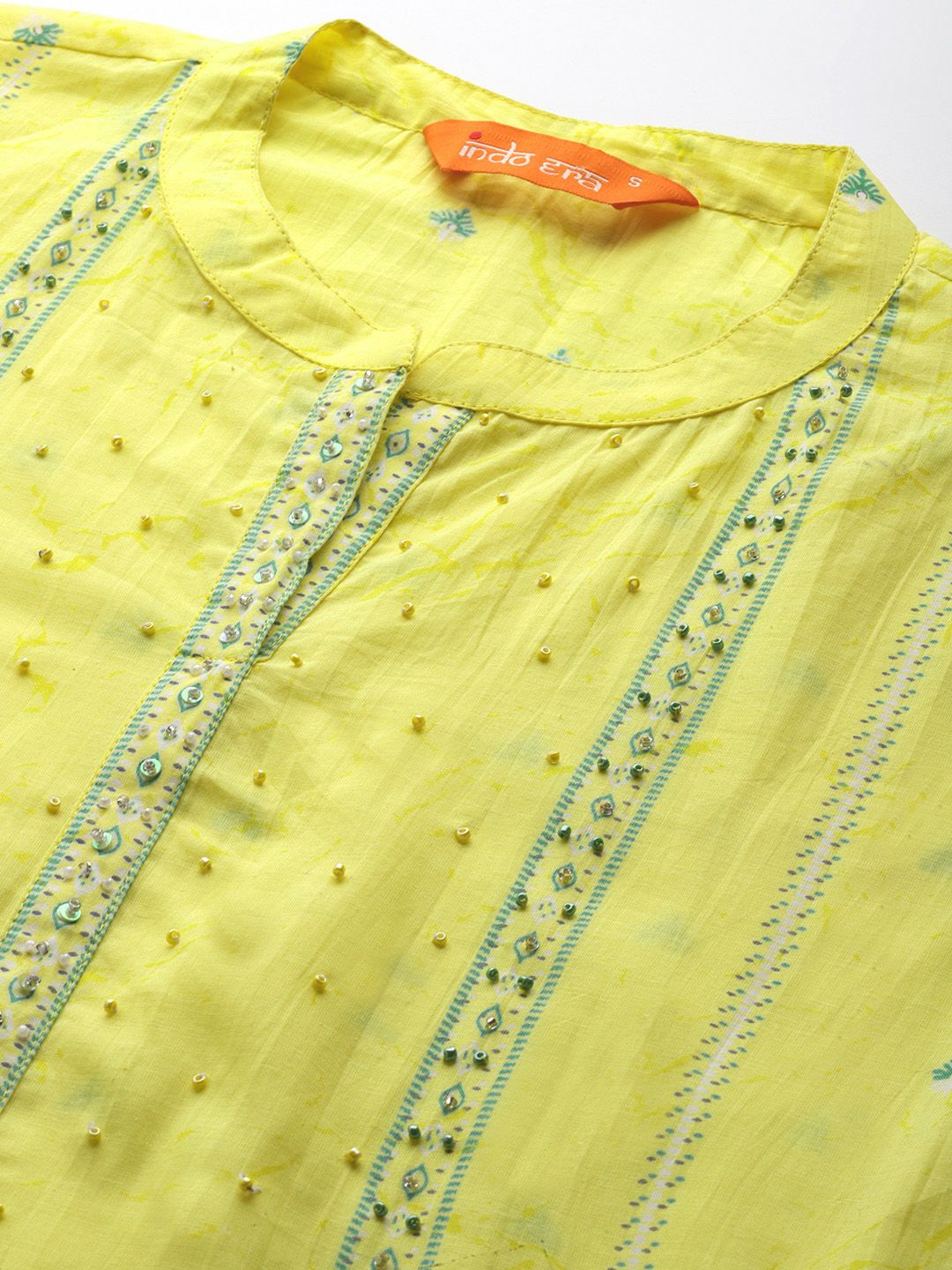Dhiyona IE Ethnic Motifs Printed Beads & Stones Pure Cotton Kurta Set