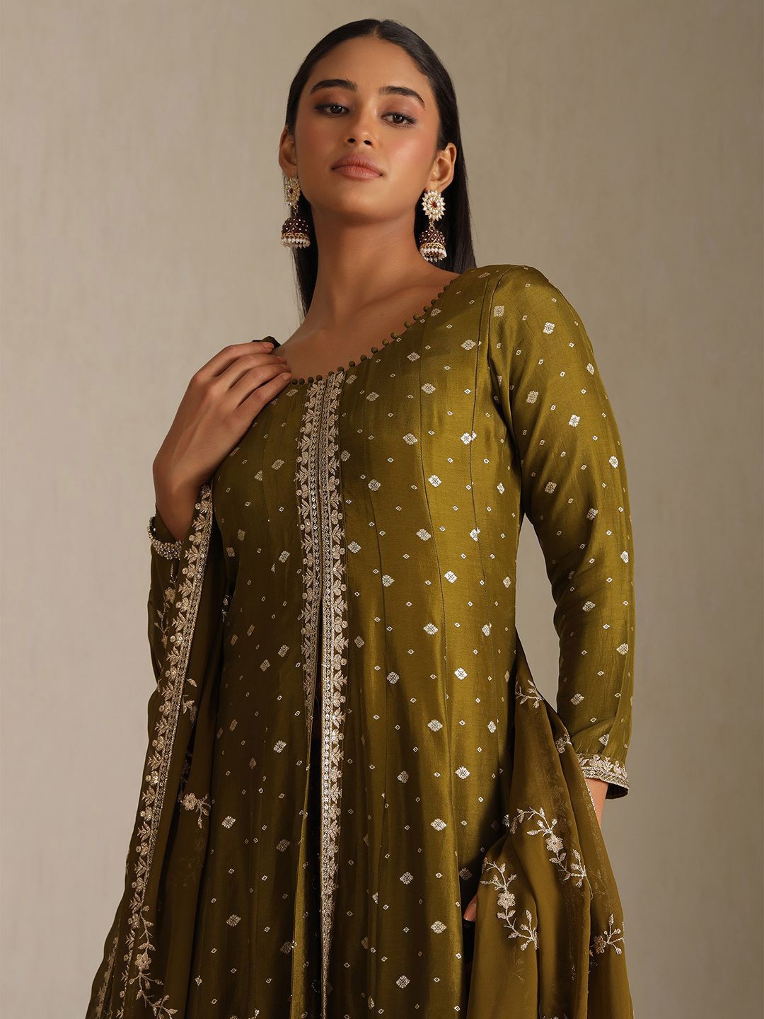 Dhiyona SO Women's Women Ethnic Motifs Printed Anarkali Kurta with Palazzo & Dupatta