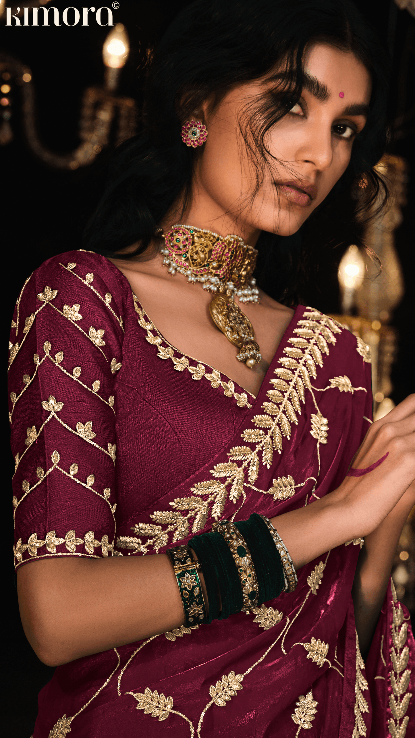 Dhiyona KM Women Eternal Flame “ Red Silk Saree With Golden Jari Embroidery