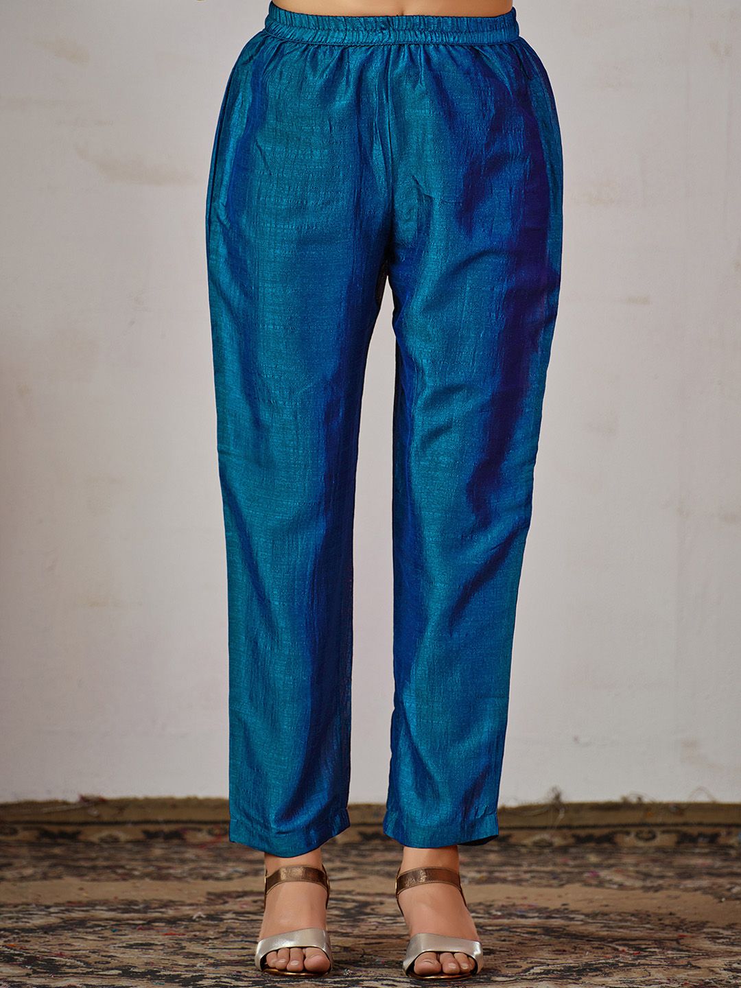 Dhiyona SN Women's Blue Ethnic Motifs Embroidered Kurta with Churidar & Dupatta