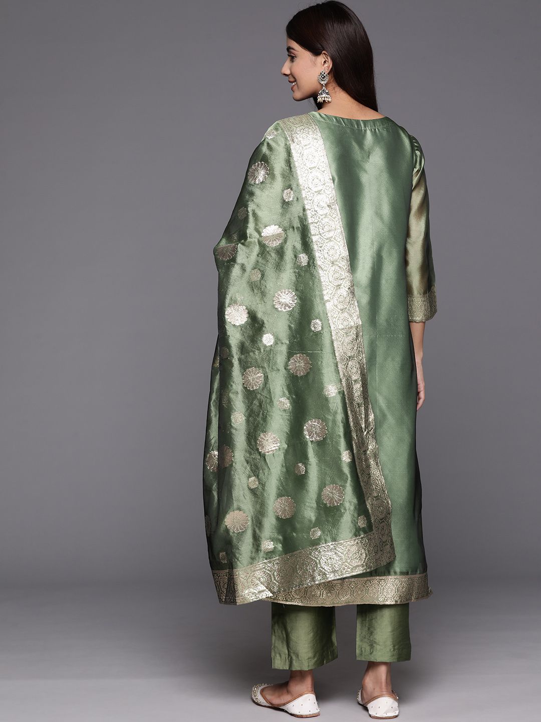 Dhiyona VA Women'sChanderi Silk Kurta with Trousers & Dupatta