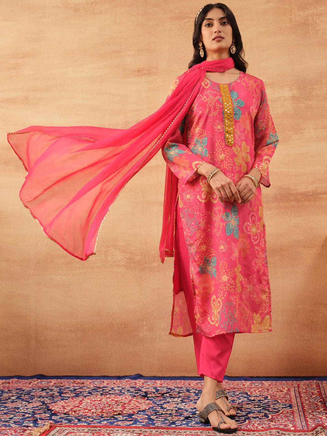 Dhiyona IS Women's Women Printed Kurta with Trousers & Dupatta
