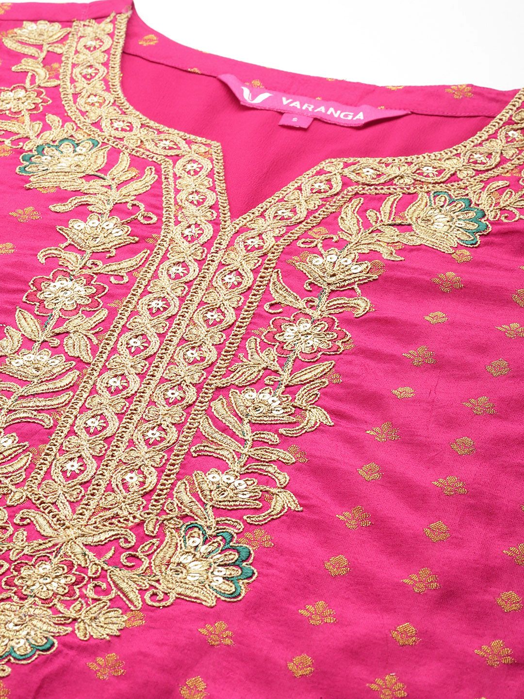 Dhiyona VA Women'sEthnic Motifs Woven Design Sequinned Kurta with Trousers & Dupatta