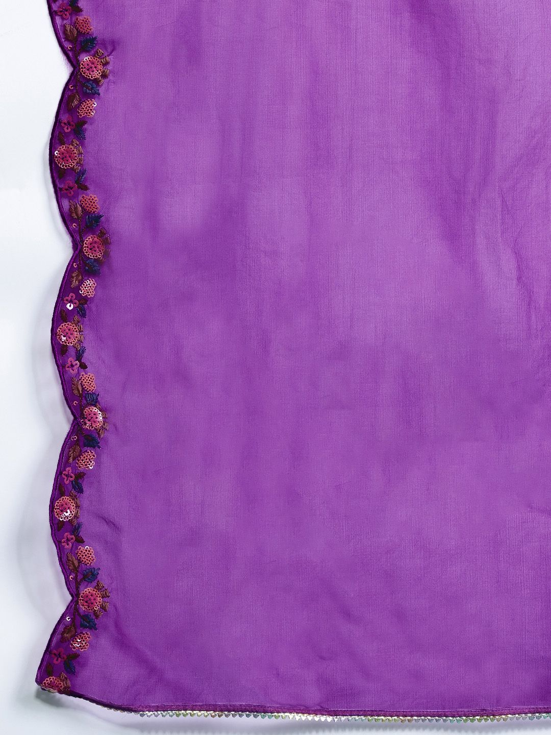 Dhiyona IE Floral Embroidered Sequinned Liva Kurta With Trousers & Dupatta