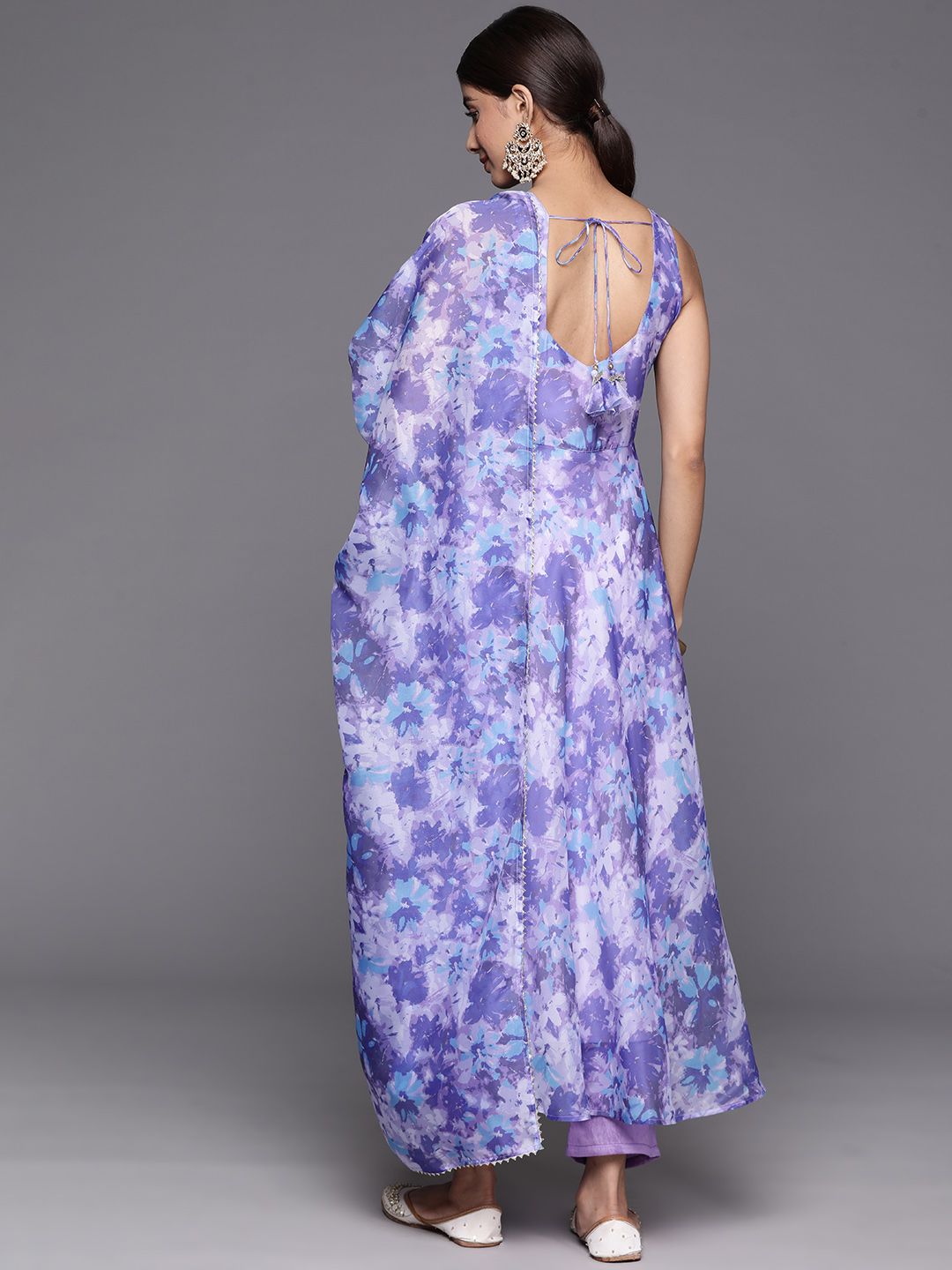 Dhiyona VA Women's Floral Printed Empire Gotta Patti Kurta with Trousers & With Dupatta