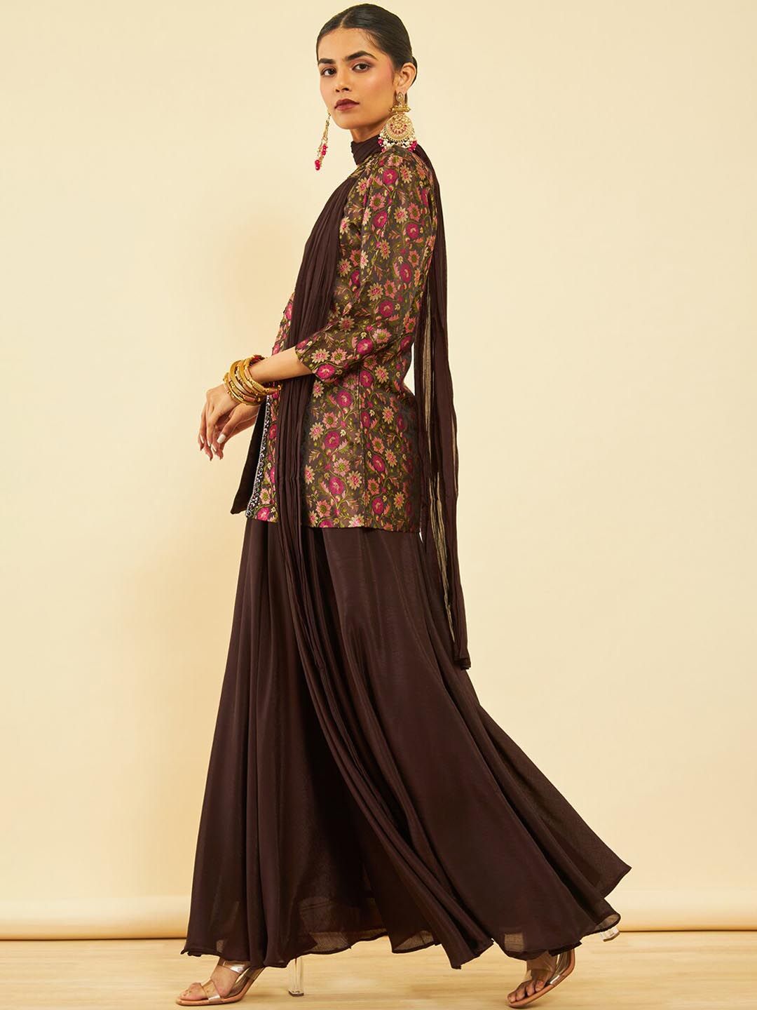 Dhiyona SO Women's Alina Cut Floral Printed Regular Kurti With Skirt & Dupatta