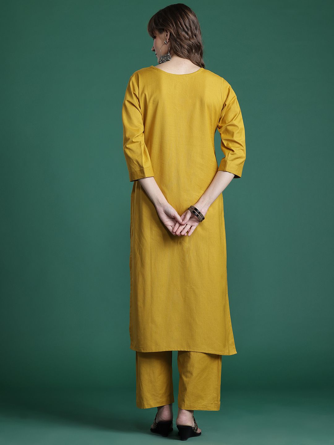 Dhiyona IE Floral Embroidered Pure Cotton Kurta with Trousers & Dupatta