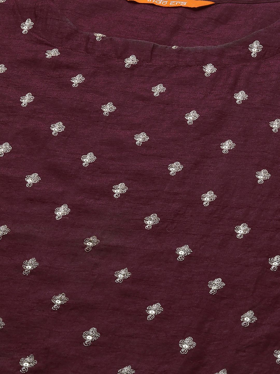 Dhiyona IE Women Burgundy Embroidered Kurta with Sharara