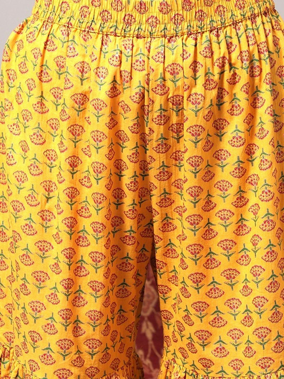 Dhiyona VA Women'sEthnic Motifs Printed Gotta Patti A-Line Kurta & Sharara With Dupatta