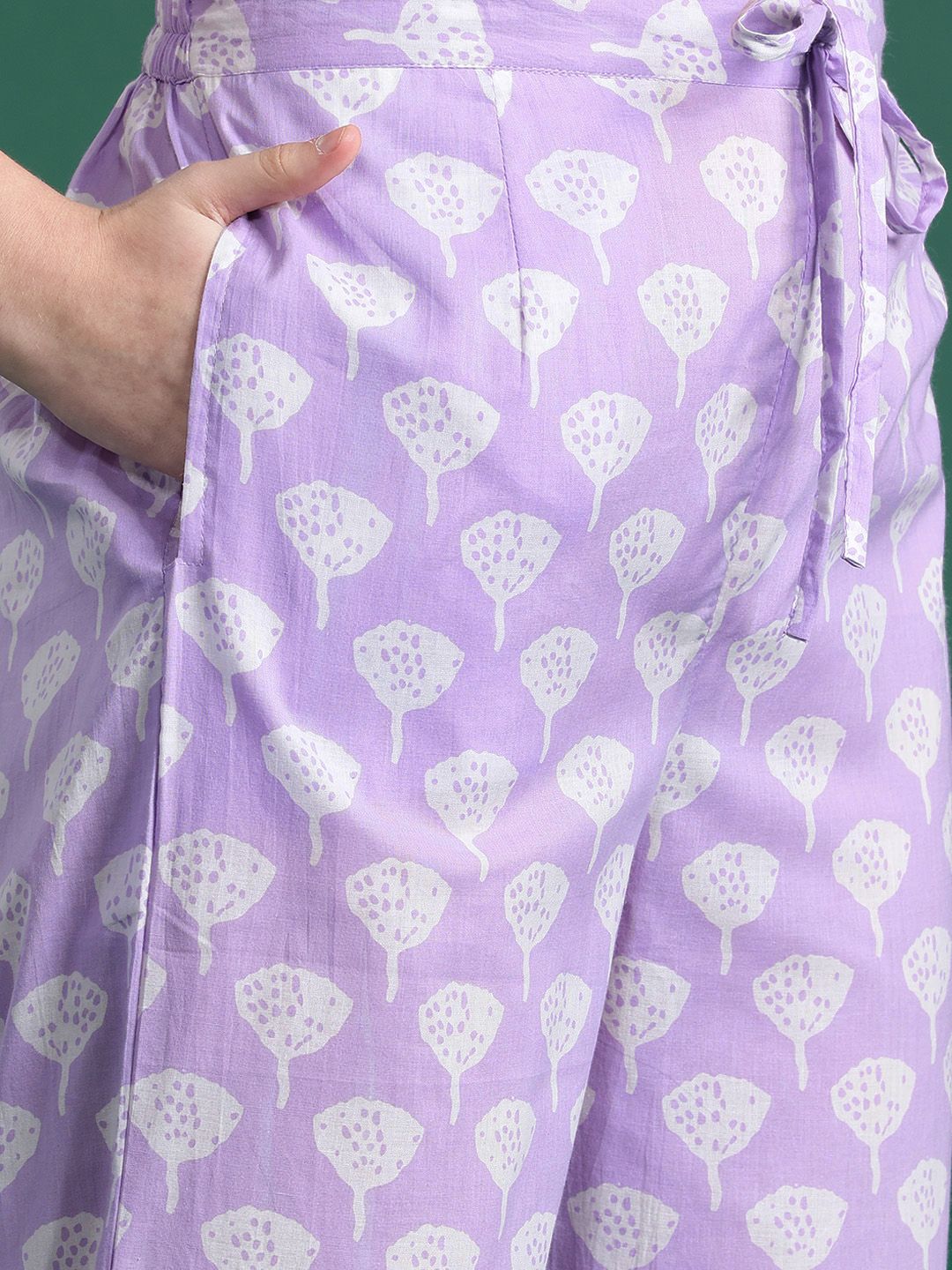 Dhiyona IE Floral Printed Sequinned Pure Cotton Kurta With Trousers & Dupatta