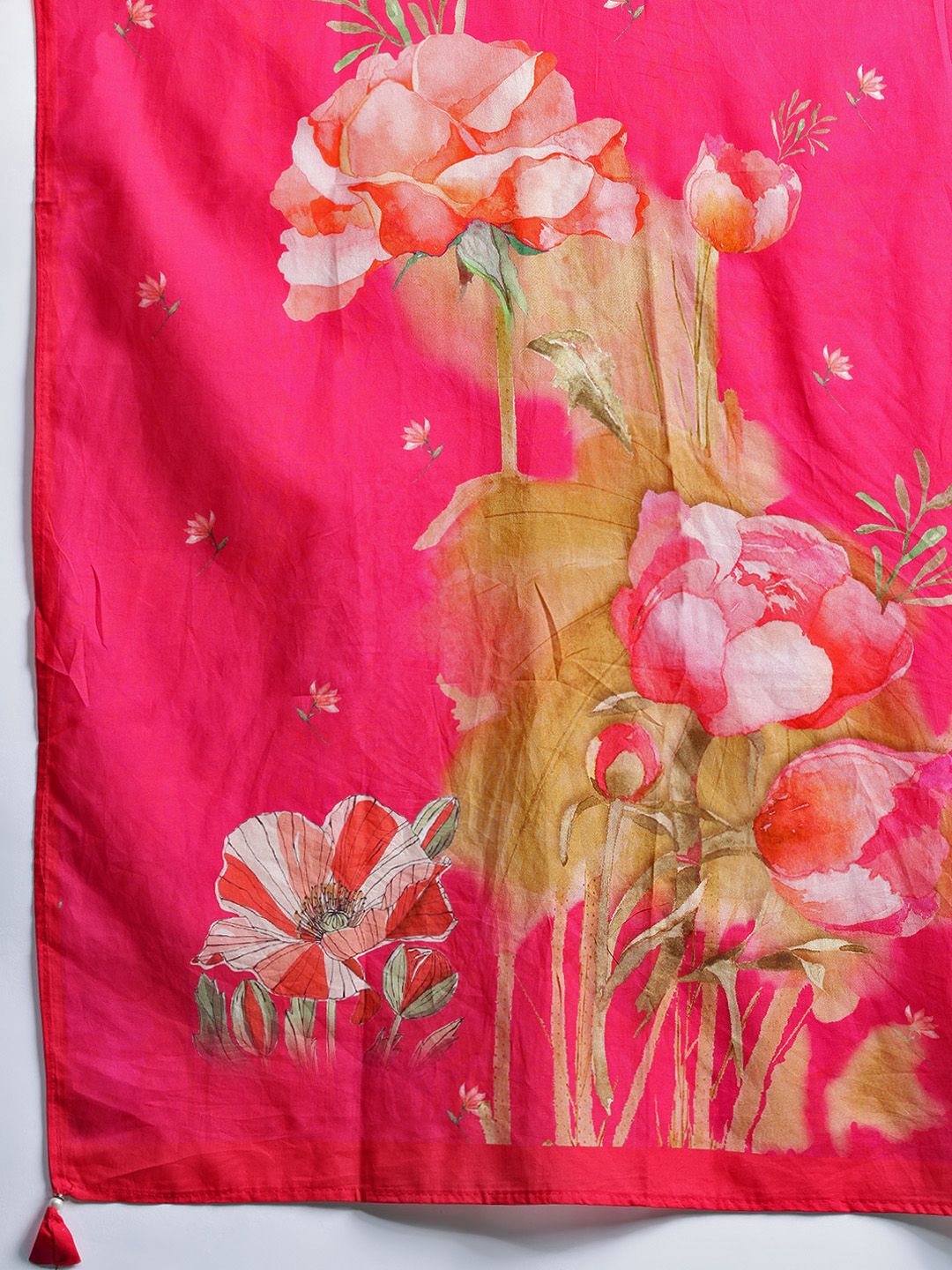 Dhiyona IE Floral Printed Beads & Stones Pure Cotton Kurta With Trousers & Dupatta