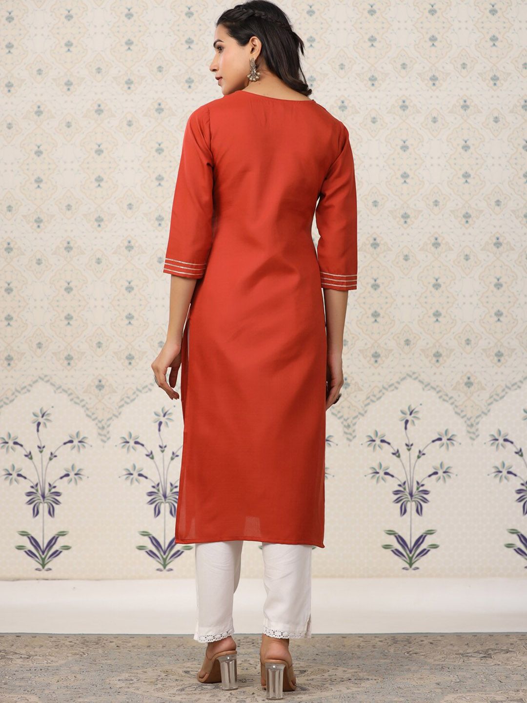 Dhiyona OD Ethnic Motifs Embroidered Straight Kurta