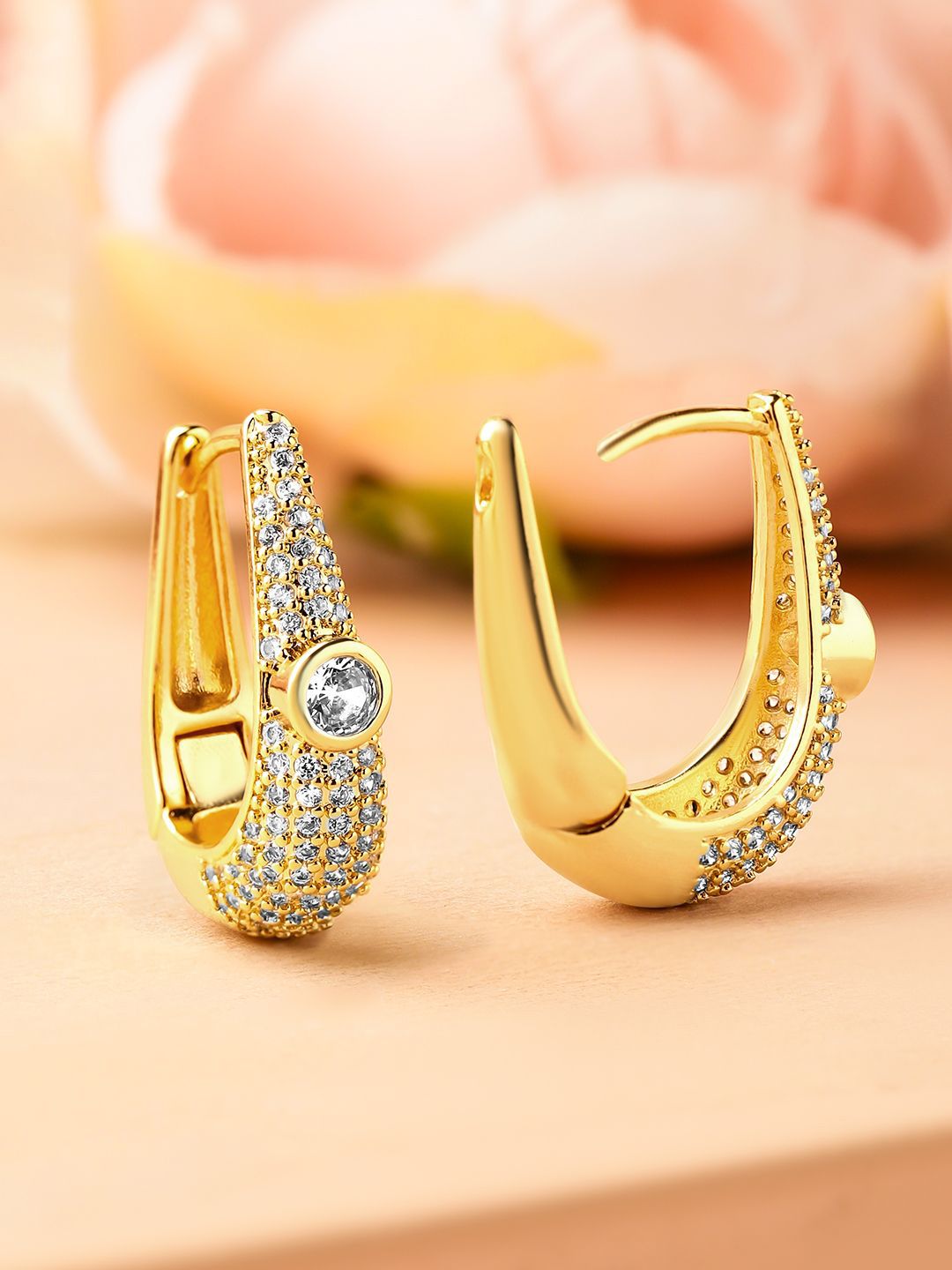 Dhiyona RJ Women's 18K Gold-Plated Cubic Zirconia Studded Statement Mini Hoop Earrings