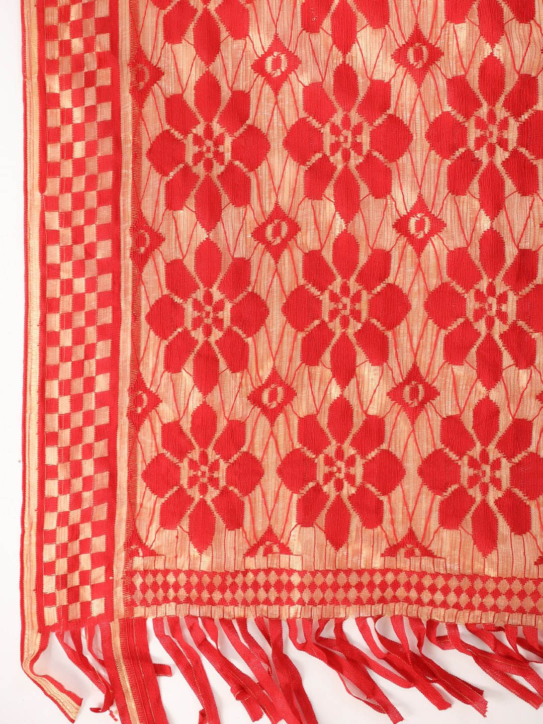 Dhiyona OD Floral Embroidered Sequined Straight Kurta & Trousers With Dupatta