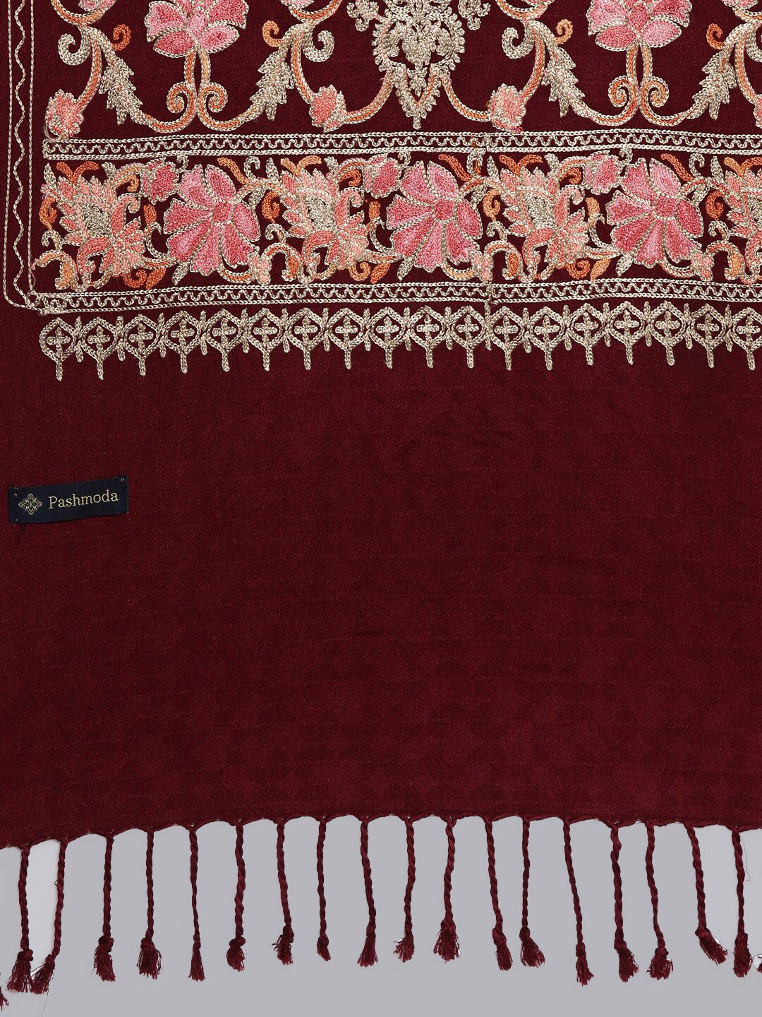 Dhiyona PA Women Maroon & Purple Embroidered Shawl