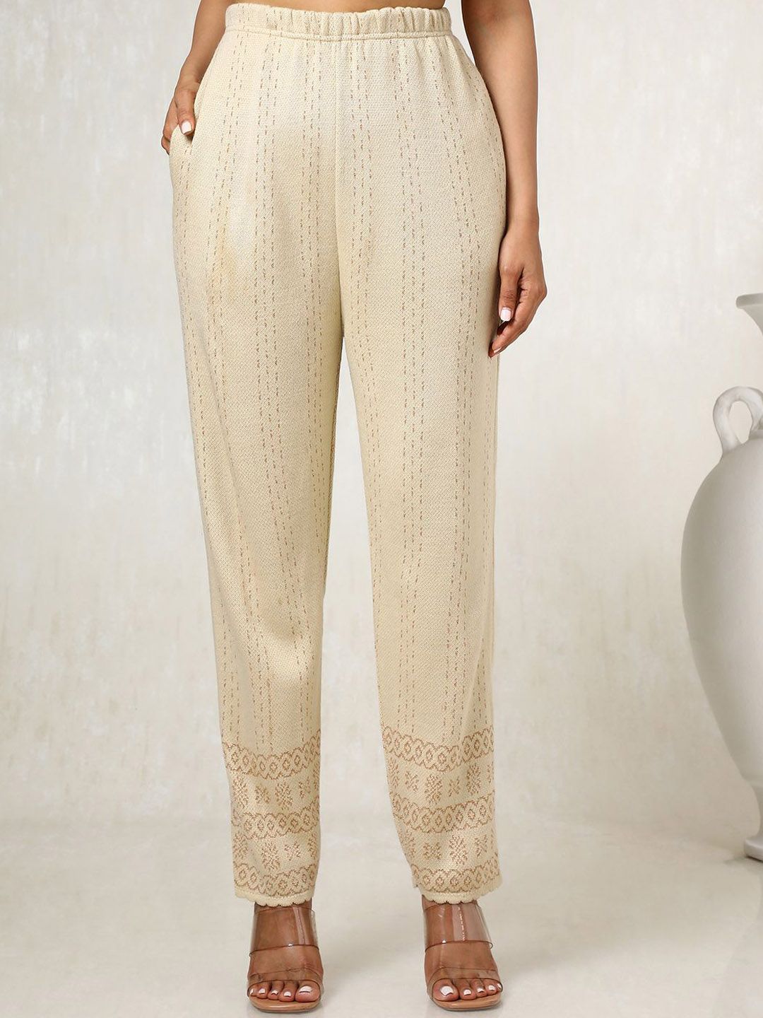Dhiyona SO Women's Ethnic Motifs Woven Design Beads and Stones Kurta with Trousers & Dupatta