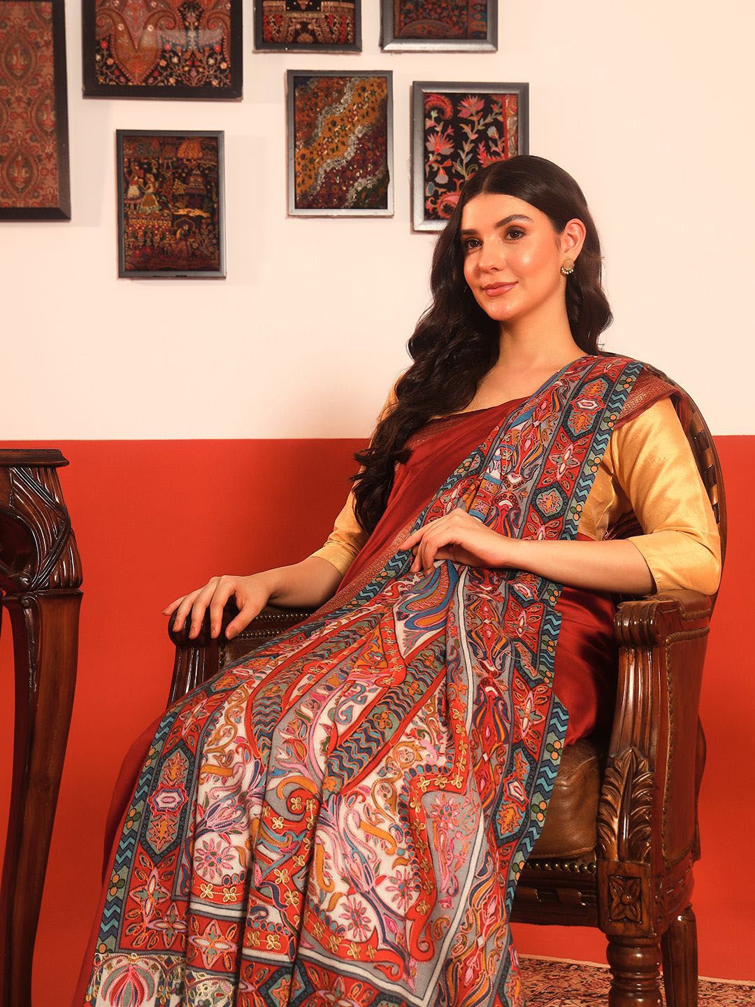 Dhiyona PA Paisley Embroidered Woolen Shawl