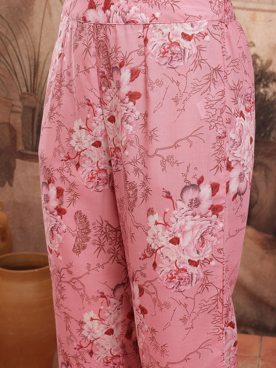 Dhiyona SN Women's Floral Print Paneled Kurta with Trousers & Dupatta