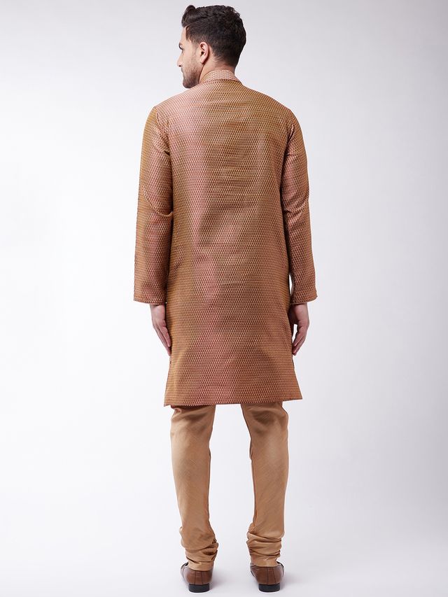 Men's Maroon Silk Blend Straight Kurta Pyjama Set