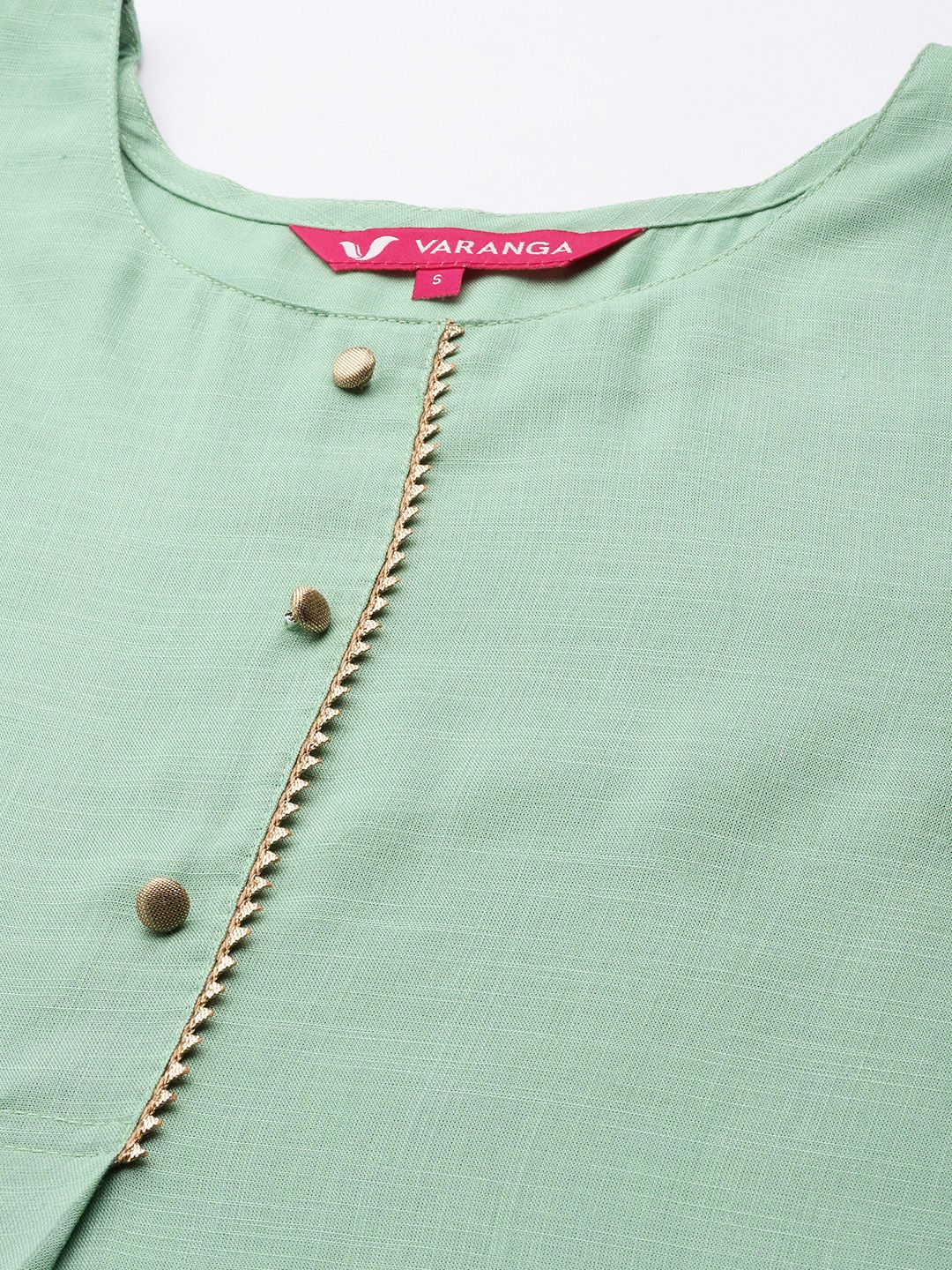 Dhiyona VA Women's Green Solid Gotta Patti Detail Empire Kurta with Palazzos & With Dupatta
