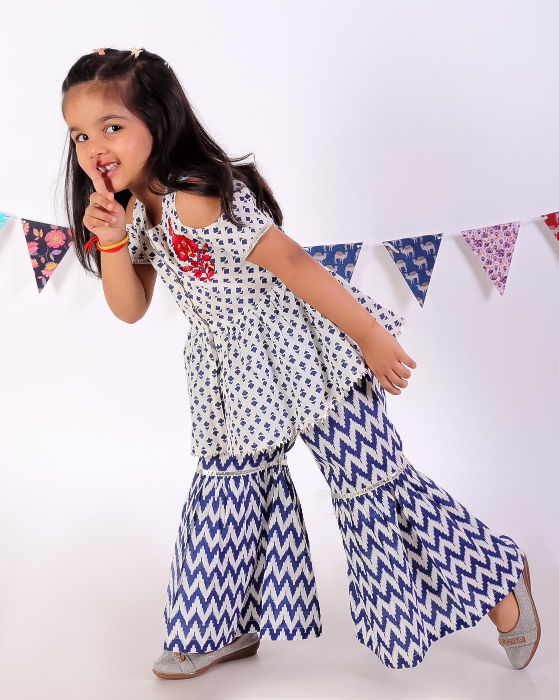 Girls Printed top with sharara set