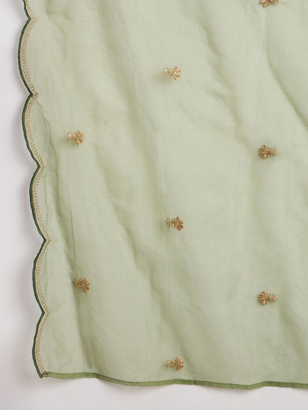 Dhiyona IE Floral Embroidered Zari Straight Kurta with Trousers & With Dupatta