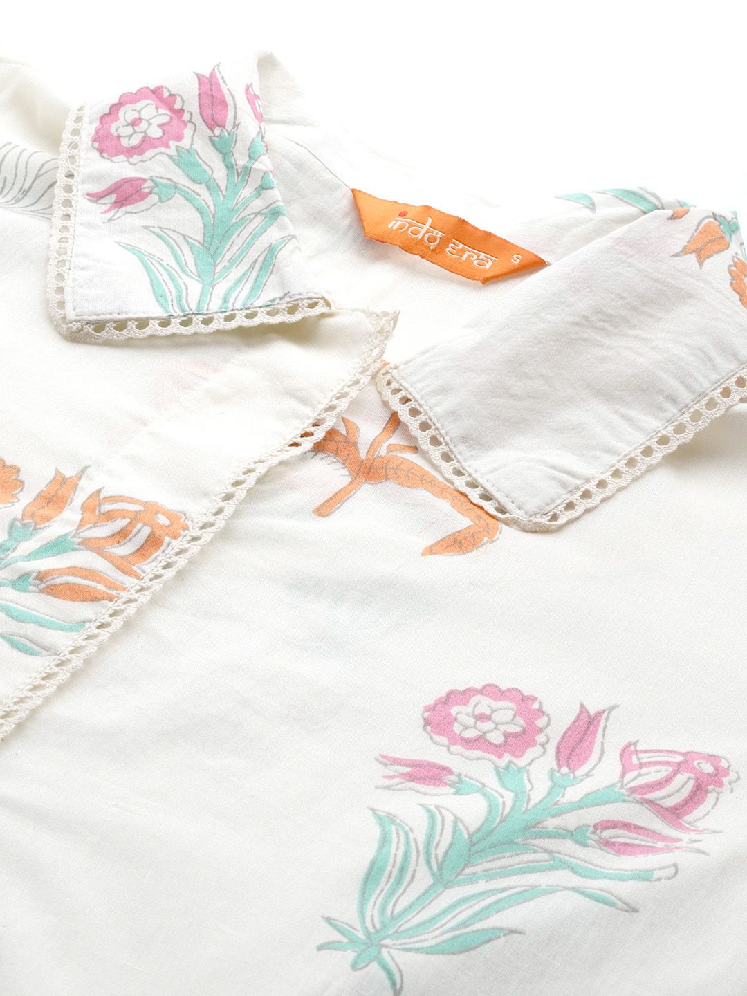 Dhiyona IE Floral Printed Pure Cotton Kurti with Trousers